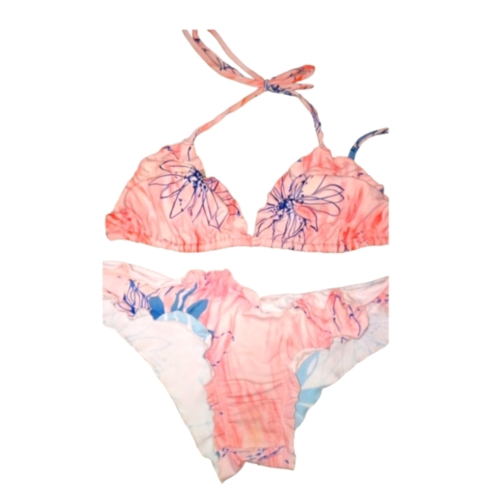 Maya swim two piece pink floral top and bottom